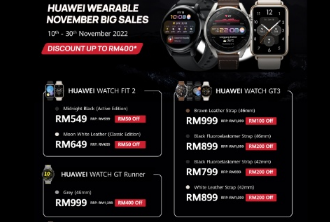 华为Wearable11月大促销即日起至11月30日折扣高达RM400