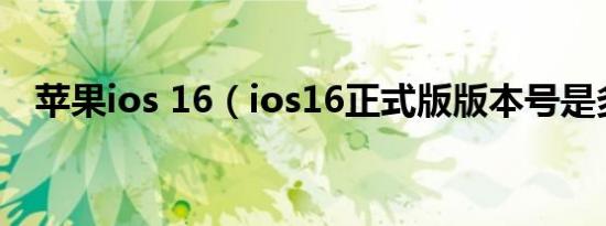 苹果ios 16（ios16正式版版本号是多少）