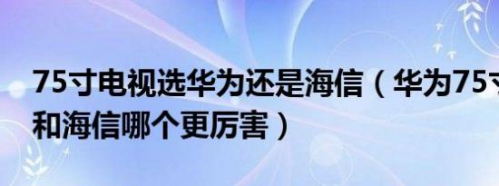 75寸电视选华为还是海信（华为75寸智慧屏和海信哪个更厉害）