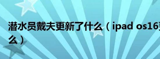 潜水员戴夫更新了什么（ipad os16更新了什么）