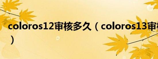 coloros12审核多久（coloros13审核要多久）