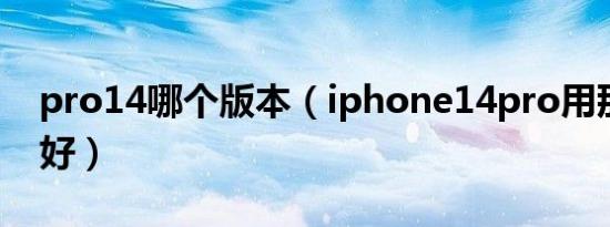 pro14哪个版本（iphone14pro用那个系统好）