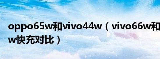 oppo65w和vivo44w（vivo66w和oppo65w快充对比）