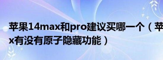 苹果14max和pro建议买哪一个（苹果14max有没有原子隐藏功能）