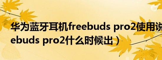 华为蓝牙耳机freebuds pro2使用说明（freebuds pro2什么时候出）