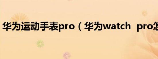 华为运动手表pro（华为watch  pro怎么样）