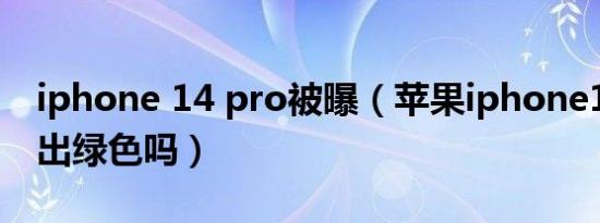 iphone 14 pro被曝（苹果iphone14pro要出绿色吗）