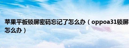 苹果平板锁屏密码忘记了怎么办（oppoa31锁屏密码忘记了怎么办）