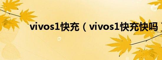 vivos1快充（vivos1快充快吗）