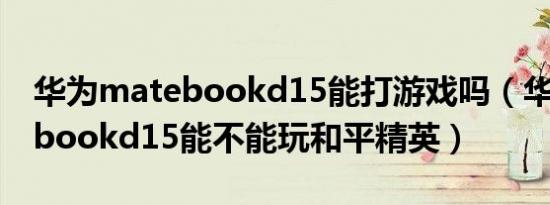 华为matebookd15能打游戏吗（华为matebookd15能不能玩和平精英）