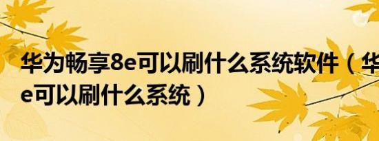 华为畅享8e可以刷什么系统软件（华为畅享8e可以刷什么系统）