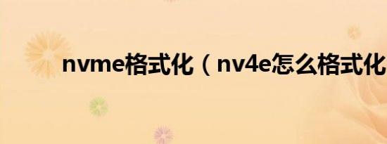 nvme格式化（nv4e怎么格式化）