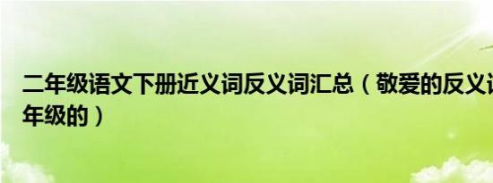 二年级语文下册近义词反义词汇总（敬爱的反义词是什么二年级的）