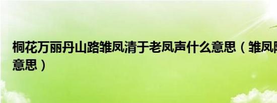 桐花万丽丹山路雏凤清于老凤声什么意思（雏凤随鸦是什么意思）