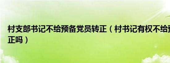 村支部书记不给预备党员转正（村书记有权不给预备党员转正吗）