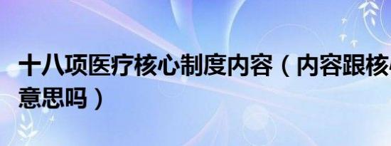 十八项医疗核心制度内容（内容跟核心是一个意思吗）