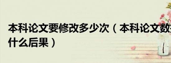 本科论文要修改多少次（本科论文数据修改有什么后果）