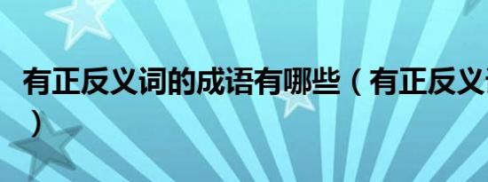 有正反义词的成语有哪些（有正反义词的成语）