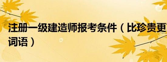 注册一级建造师报考条件（比珍贵更高一级的词语）