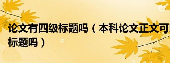 论文有四级标题吗（本科论文正文可以有四级标题吗）