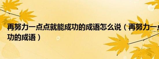 再努力一点点就能成功的成语怎么说（再努力一点点就能成功的成语）