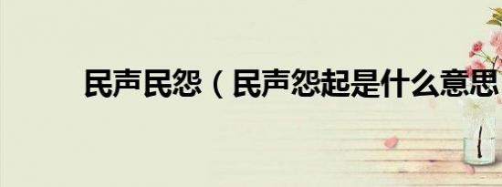 民声民怨（民声怨起是什么意思）