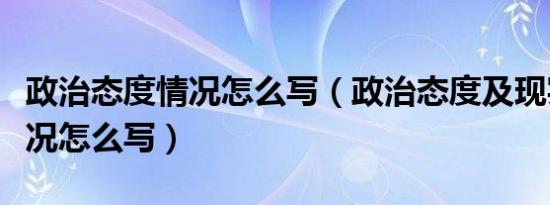 政治态度情况怎么写（政治态度及现实表现情况怎么写）