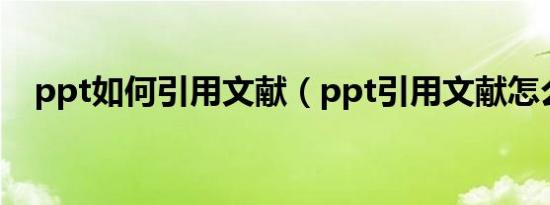 ppt如何引用文献（ppt引用文献怎么放）