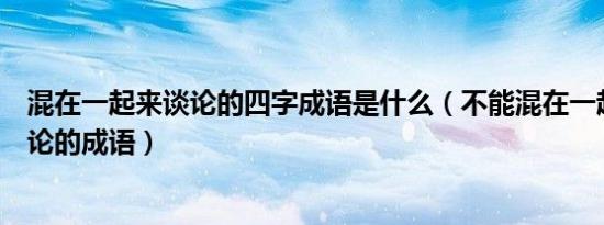 混在一起来谈论的四字成语是什么（不能混在一起看待或谈论的成语）