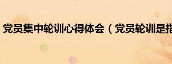 党员集中轮训心得体会（党员轮训是指什么）