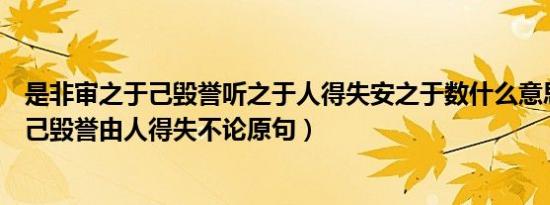 是非审之于己毁誉听之于人得失安之于数什么意思（是非在己毁誉由人得失不论原句）