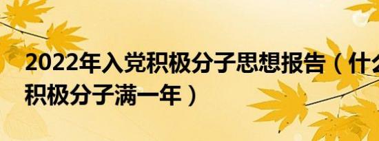 2022年入党积极分子思想报告（什么叫入党积极分子满一年）