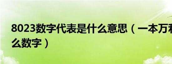 8023数字代表是什么意思（一本万利代表什么数字）