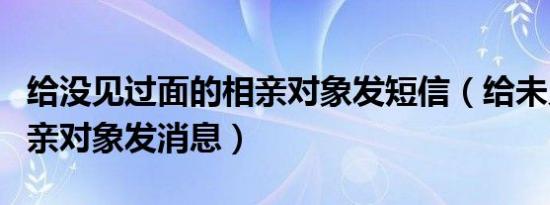 给没见过面的相亲对象发短信（给未见面的相亲对象发消息）