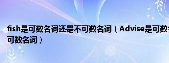 fish是可数名词还是不可数名词（Advise是可数名词还是不可数名词）