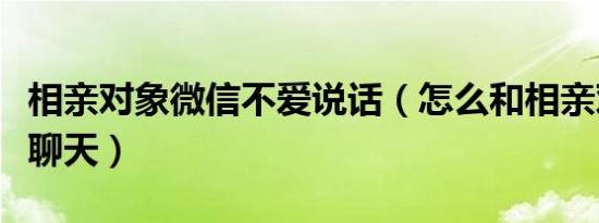 相亲对象微信不爱说话（怎么和相亲对象微信聊天）