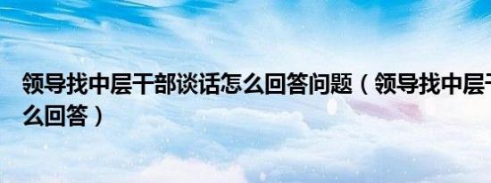 领导找中层干部谈话怎么回答问题（领导找中层干部谈话怎么回答）