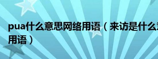 pua什么意思网络用语（来访是什么意思网络用语）