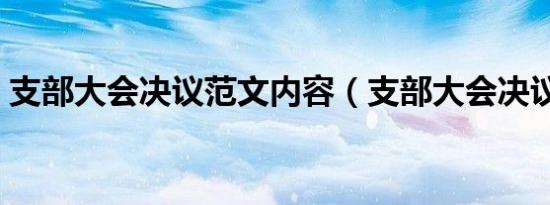 支部大会决议范文内容（支部大会决议流程）