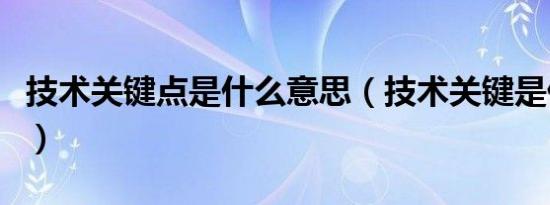 技术关键点是什么意思（技术关键是什么意思）