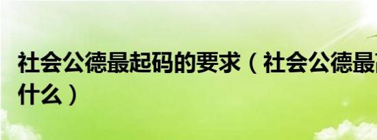 社会公德最起码的要求（社会公德最高层次是什么）