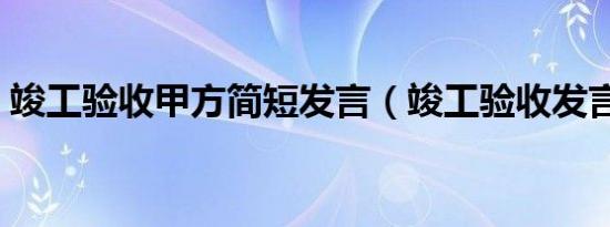 竣工验收甲方简短发言（竣工验收发言顺序）