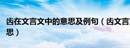 齿在文言文中的意思及例句（齿文言文什么意思）