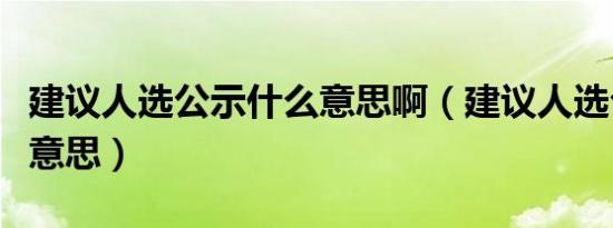 建议人选公示什么意思啊（建议人选公示什么意思）