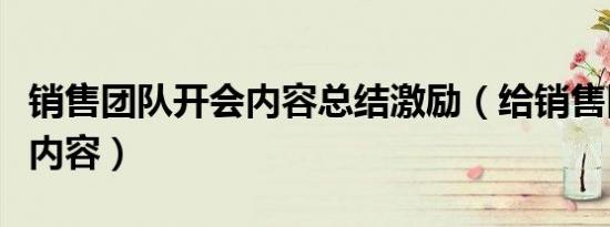 销售团队开会内容总结激励（给销售团队开会内容）