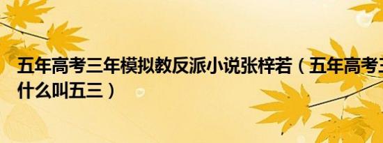 五年高考三年模拟教反派小说张梓若（五年高考三年模拟为什么叫五三）