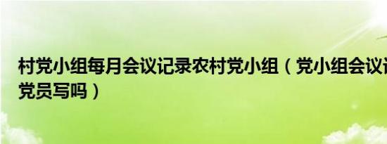 村党小组每月会议记录农村党小组（党小组会议记录可以由党员写吗）