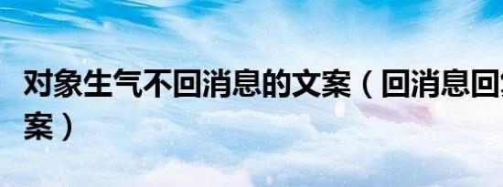 对象生气不回消息的文案（回消息回复嗯的文案）