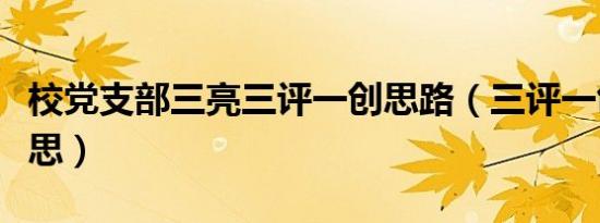 校党支部三亮三评一创思路（三评一创什么意思）