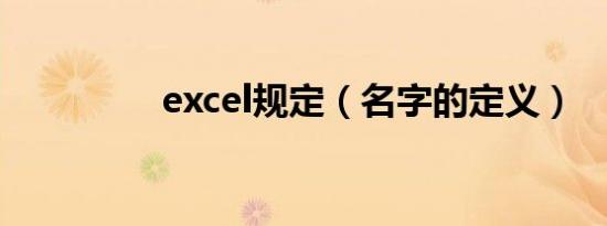 excel规定（名字的定义）